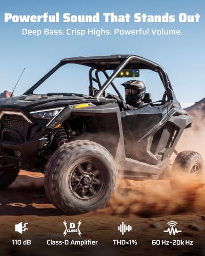 Image of Ehaho 17 Inch 4-Speaker UTV Sound Bar with Bluetooth, RGB, IP66 Waterproof | Plays to 110dB | BT 5.4 & Auracast, Music-Sync RGB, 3 EQ, Detachable Cable, Fits 1 inch-2 inch Roll Cages for UTV Golf Cart SXS ATV