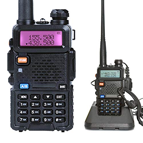 Mengshen Walkie Talkie UV-5R Radio Portátil (Doble Banda, FM, Codificación DTMF, Códigos de Privacidad CTCSS), Negro