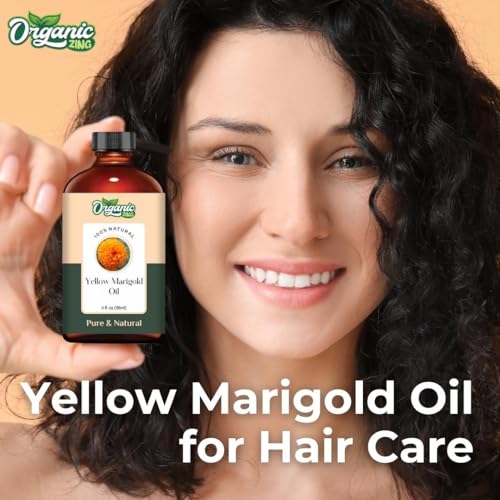 Image of Organic Zing Yellow Marigold (Tagetes erecta) Oil | Pure & Natural Essential Oil for Aroma, Diffusers & Skincare - 118ml /3.99fl oz