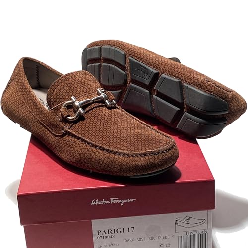 Gancini Bit Parigi 17 Brown Men's Suede Drivers Dress Loafers Moccasin (Salvatore3