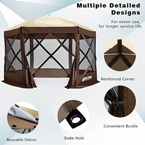 Image of MASTERCANOPY 12.5x12.5 Portable Screen House Room Pop up Gazebo Outdoor Camping Tent with Carry Bag (12.5x12.5,Beige&Coffee)