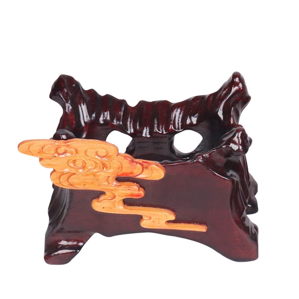 TEESONG Bonsai Pedestal Slot-free Handicraft Ornaments Wooden Base Stone Strange Bottom Support Oval Display Stand Vase Pedestal Display Stands(L)