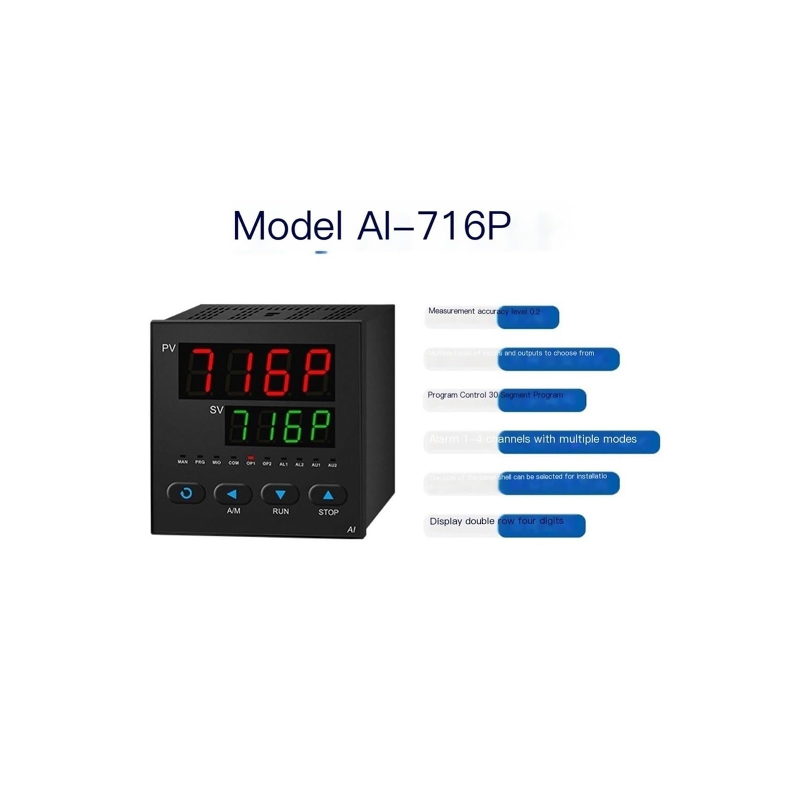 Strumento di controllo automatico con display digitale del regolatore di temperatura PID AI-716P (precisione di 0,2 gradi, programma a 30 fasi)