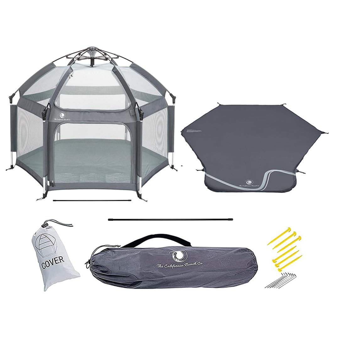 POP 'N GO Premium Outdoor Baby Playpen with Self-Inflating Playmat (Anchor Grey)
