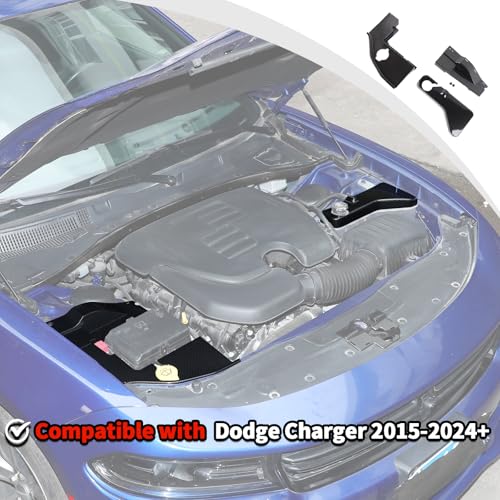 Image of JWWY Engine Side Dust Coolant Bottle Cap Cover Trim Set Engine Cover Trim Kit Compatible with 2015-2024+ Dodge Charger Challenger Engine Accessories ABS Carbon Fiber 3PCS