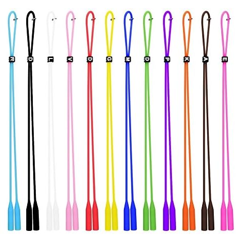 Wittocs Sport Eyewear Retainer 12 Pack Colorful Silicone Eyeglass Straps Adjustable Sunglass Elastic Holder for Sport Outdoor Cover