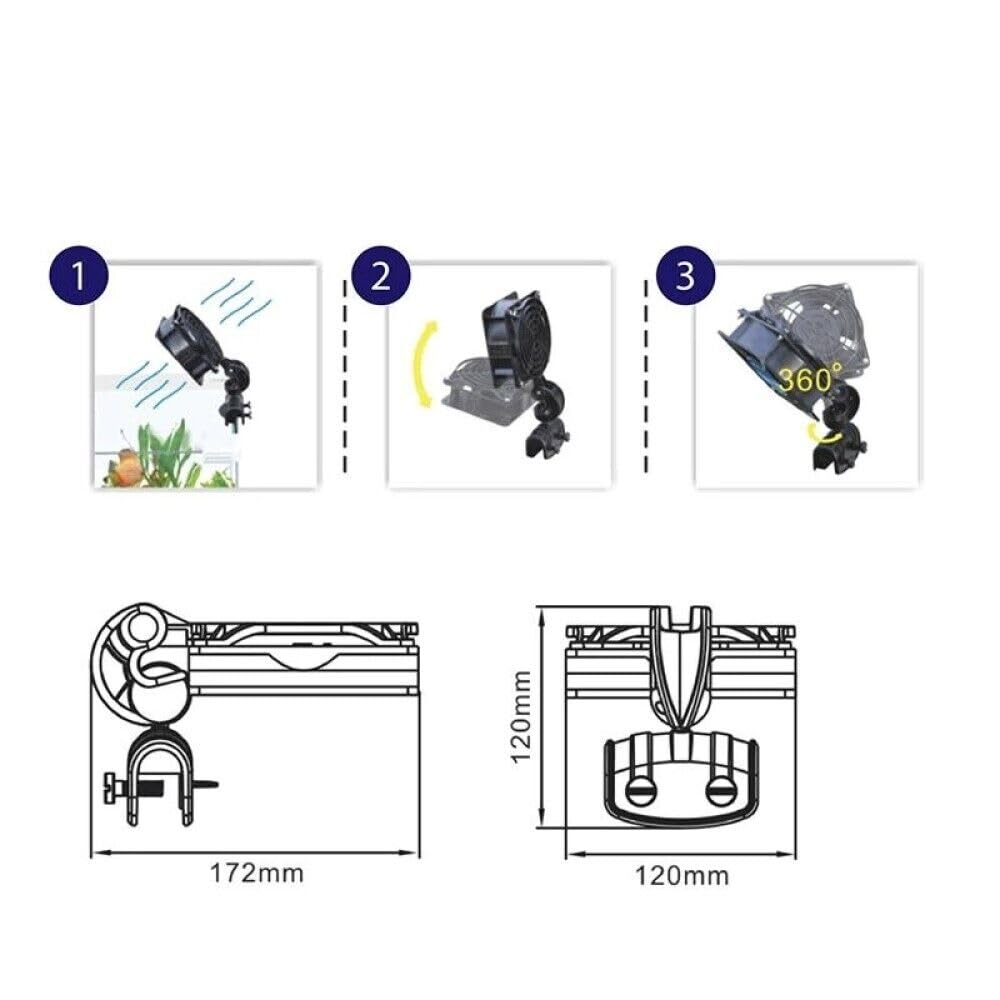 Generico Ventola Raffreddamento per Acquario Ventilatore orientabile 220V 15W 120MM FS120