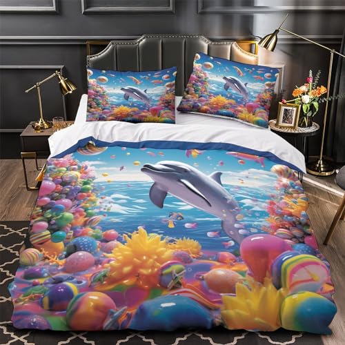 Funda nórdica infantil de delfines para camas de matrimonio e hijos 4