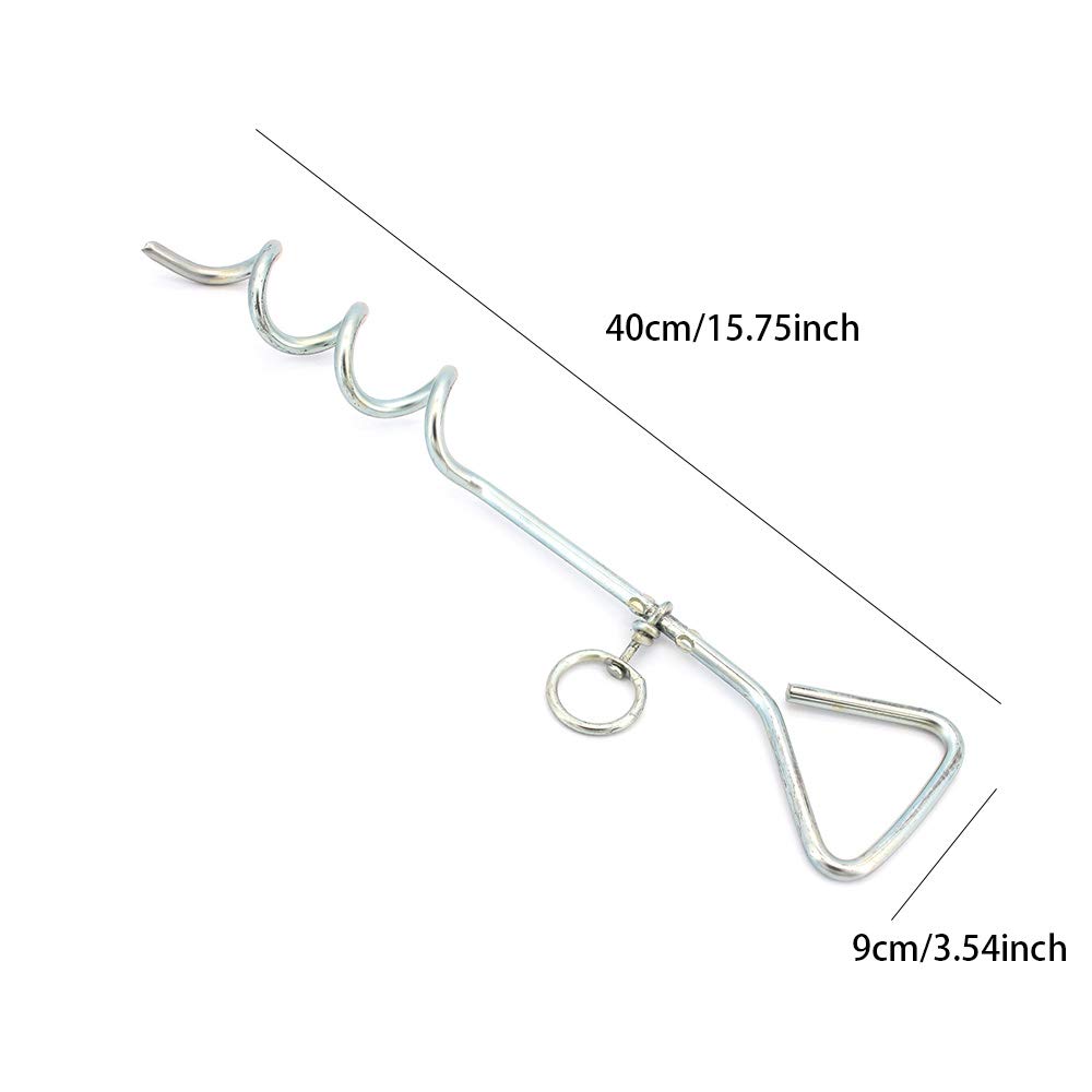 Cable de estaca y atadura para perro sólido, espiral de acero premium, con estaca de tierra espiral de 16 pulgadas, para patio al aire libre y camping, cachorro y perros medianos (10 m)