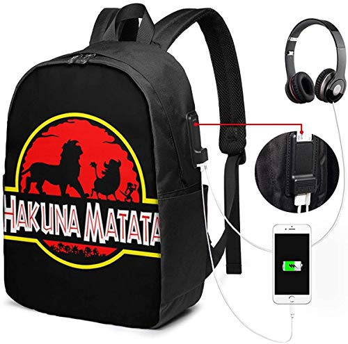 Llynice The Lion King Hakuna Matata: Mochila USB para portátil de 17 pulgadas