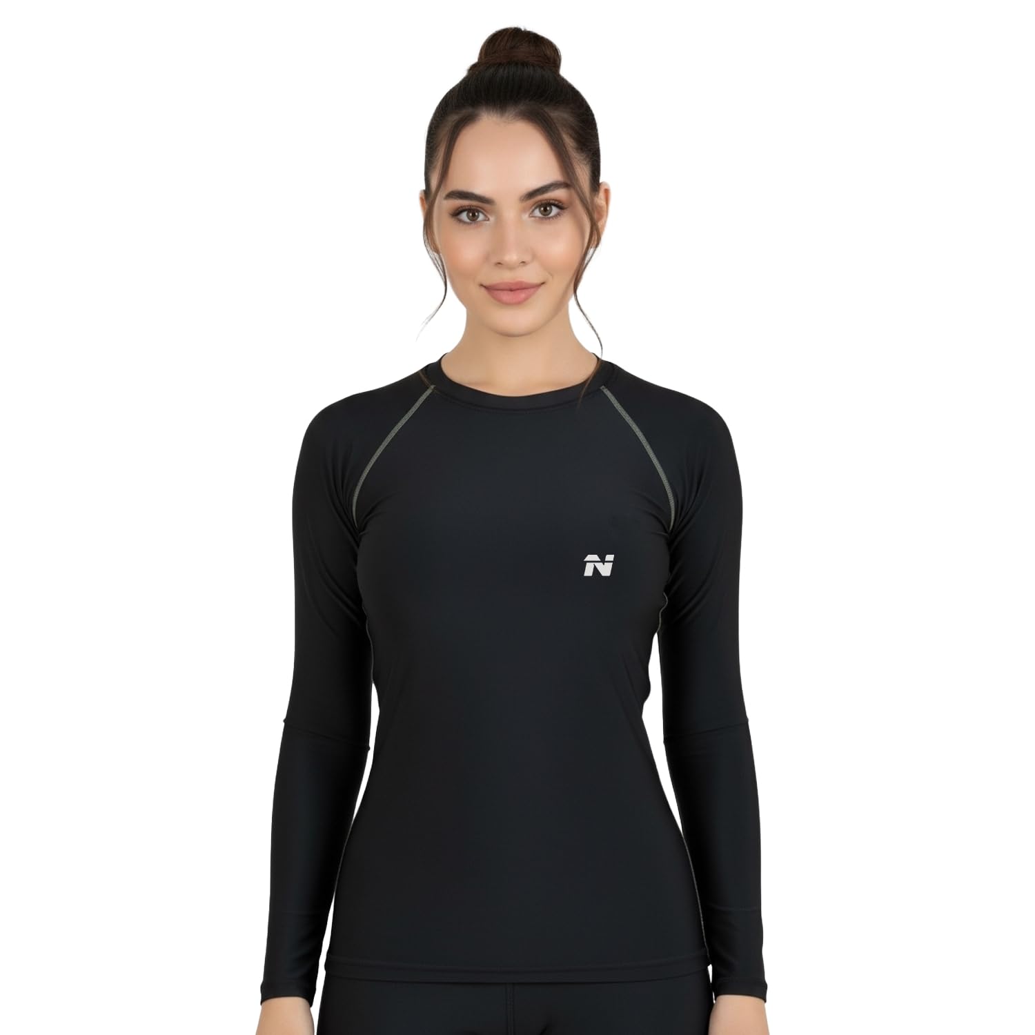 NINQ Women’s Long Sleeve Compression T-Shirt for Gym, Running, Yoga & Sports Wear