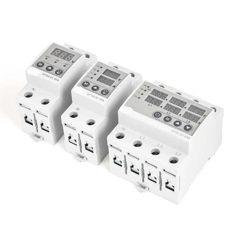 Single Phase Voltage Protector 40A 63A 80A Din Rail 230V Adjustable Voltage Protector Relay with Current Protection 1Pcs(GPS8-02-Upper Wiring,40A)