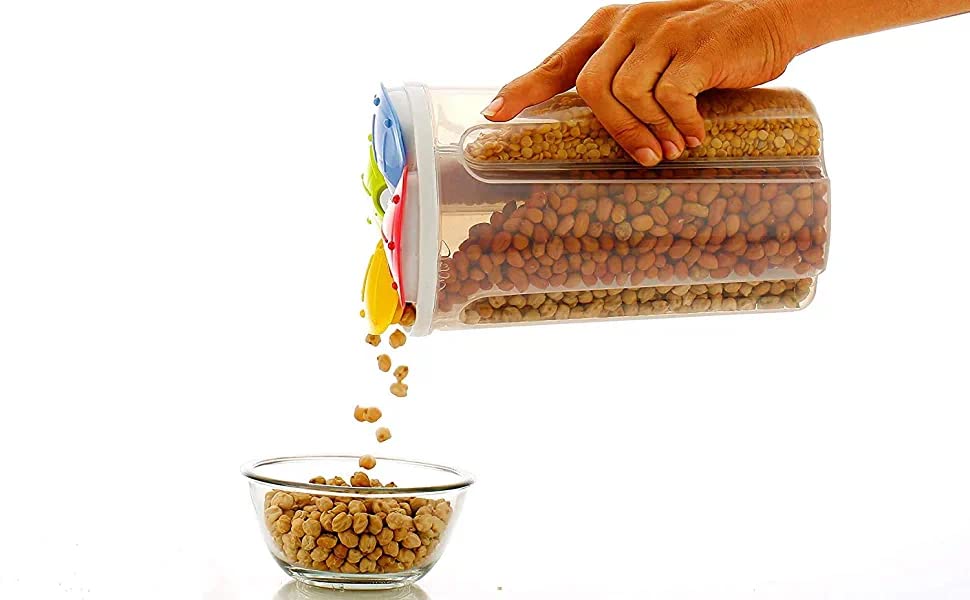 Image of 4 Sections Air Tight Transparent Storage Container Jar (1)