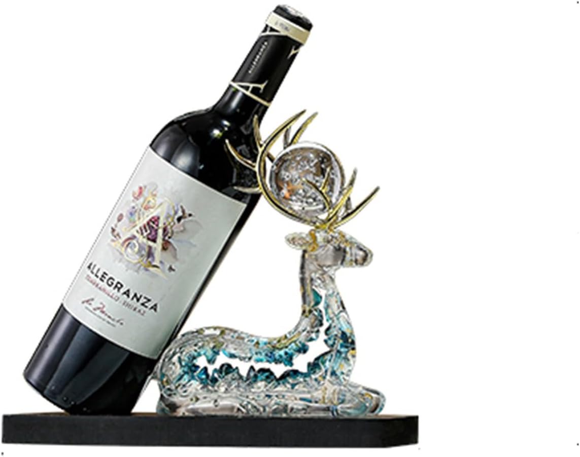 Wine Holder- Chinese Deer Deer Sculpture Display Shelf, Resin Mobile Wine Bottle Rack Ornament, Wine Glass Freestanding Organiser, Tabletop Storage for Kitchen/Bar Or Countertop(2pcs)