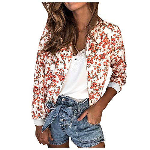 Veste De Sport Femme Court Chic Élégante Blouson Bombers Femme Pas Cher Printemps Automne Fleur Imprimé Léger Sweatshirt Bombers Casual Vintage Outwear...