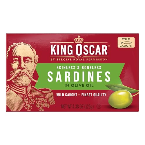 King Oscar Skinless &amp; Boneless Sardines in Olive Oil, 4.38 oz Can, 1-Pk
