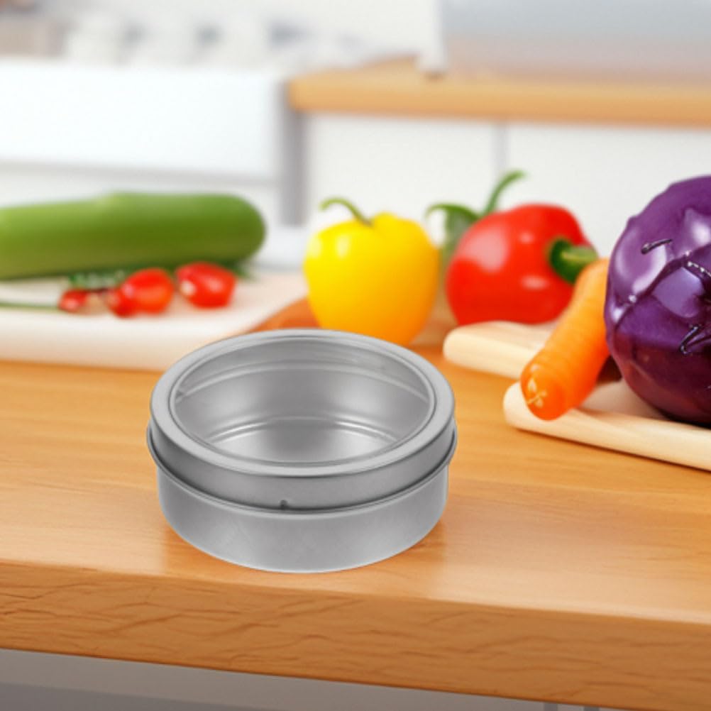 ABOOFAN Lot De 4 Bocaux À Épices Magnétiques En Inox 9.00 Cm Avec Couvercle Transparent Pour Cuisine Réfrigérateur Garde-Manger Et Camping-Car