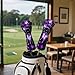 ELEQIN Leather Headcovers Purple Butterfly Golf Club Head Covers for Hybrid Fairway 3/5 Woods Driver Outdoors Sports Golf Accessories for Women Ladies Golfers Travel Daily Decor