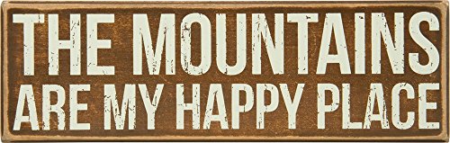 Primitives by Kathy 27377 Rustic Brown Box Sign, 11 x 3.5, The Mountains