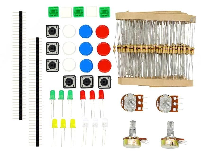 TECNOIOT 1 Juego de práctico Kit de Resistencia portátil para Starter Kit para UNO R3 potenciómetro LED Interruptor táctil Cabezal de Clavija