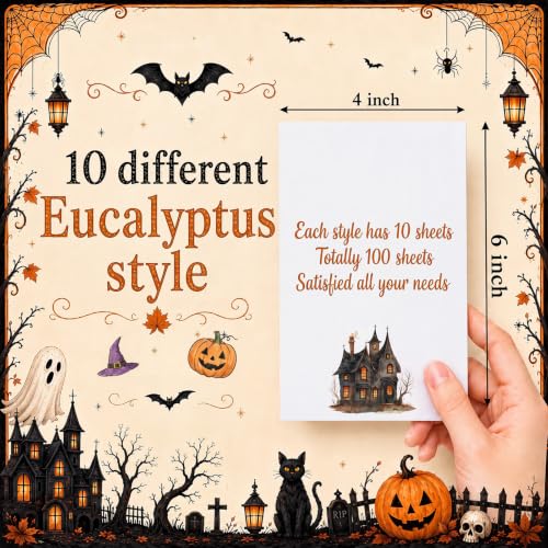 Image of Spiareal 100 Pcs Blank Note Cards Index Card, Black, 4 x 6 in, Halloween