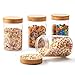 EZOWare Set of 4 Airtight Glass Jars, 46 Fl oz Large Storage Clear Canister Container Set with Bamboo Lid for for Storing Candy, Cookie, Rice, Sugar, Flour, Spices, Nuts, Coffee, Pasta