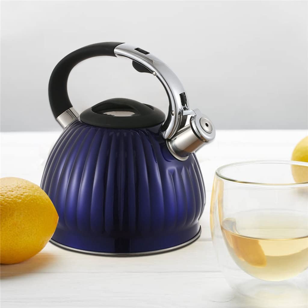Tetera de Silbato de Acero Inoxidable de 3 l, 2 Colores, Compatible con Estufa de Gas y Estufa eléctrica. Color: A, tamaño BB. como se Muestra en la Imagen.