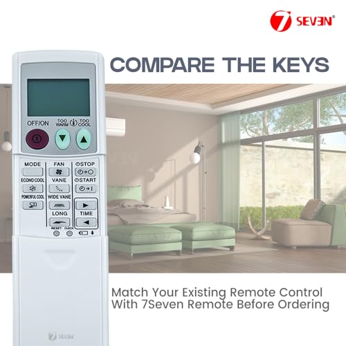 Image of 7SEVEN Compatible with Mitsubishi Electric AC Remote KD06ES Model 56A Suitable for Split, Cassette and Window Air Conditioner - Match Exisiting Remote Key by Key for Better Performance