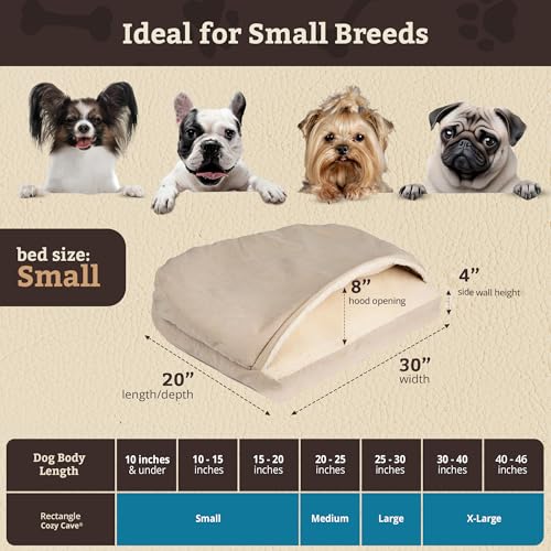 Image of Snoozer Rectangle Cozy Cave Dog Bed, Hooded Dog Bed, Buckskin (S)