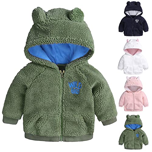 Image of Infant Baby Girls Boys Fleece Hoodie Jacket Coat Winter Warm Cardigan with Ears