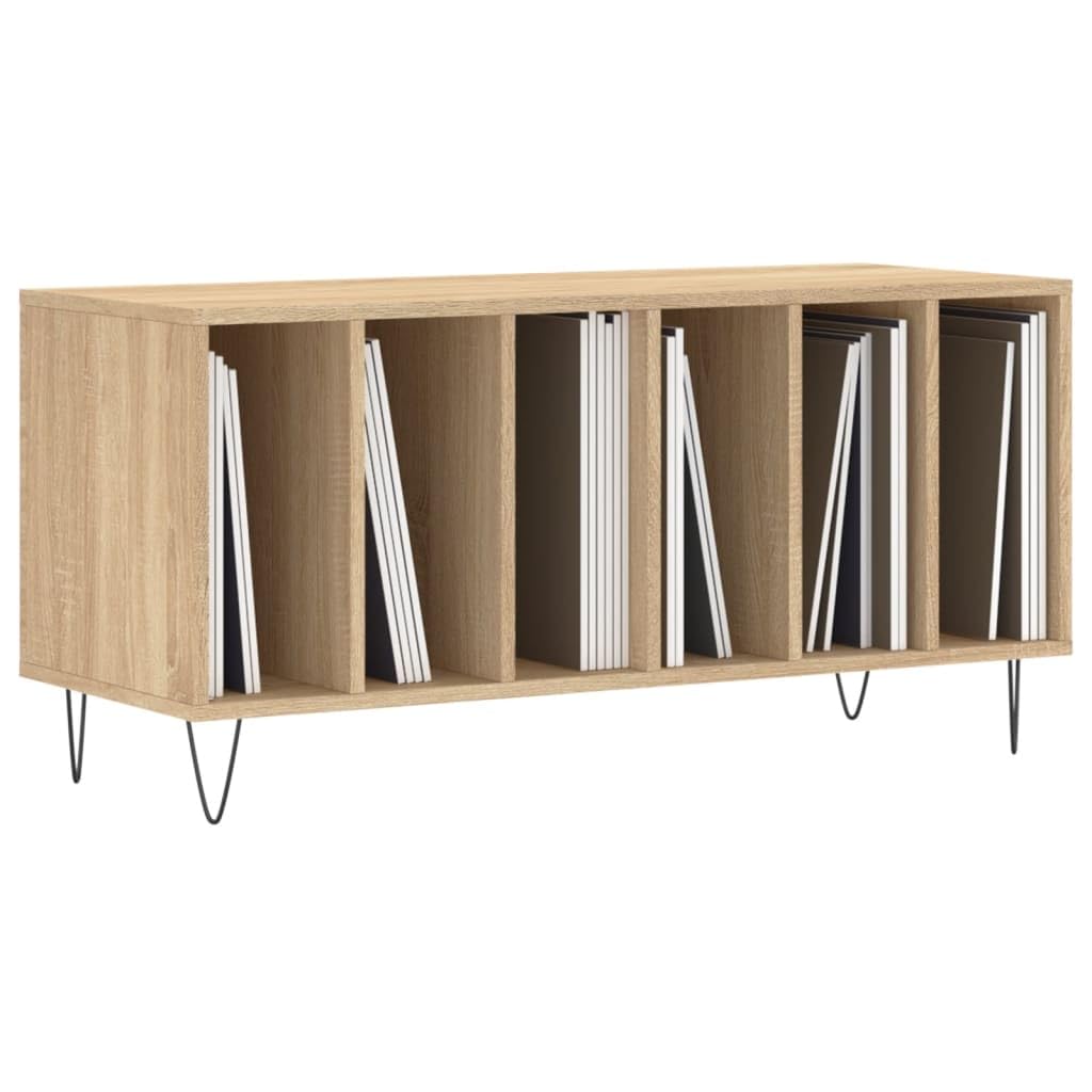 Armadio per dischi in rovere Sonoma, 100 x 38 x 48 cm, mobile per dischi in legno, per collezione vinili e giradischi, mobile per soggiorno
