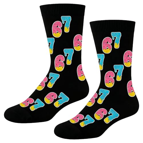 67 Socks Ice Cream Drip 6 7 Meme Six Seven Funny Sock Easter Basket Stuffers for Teens Silly Crazy Socks for Kids Girls Boys Girlfriends Boyfriends Birthday Gifts