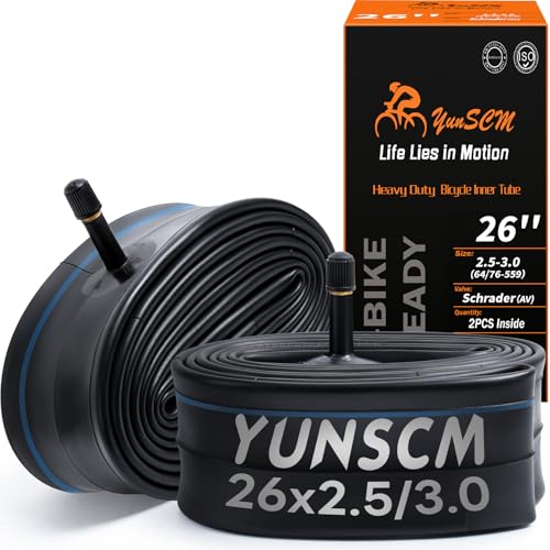 YunSCM 2本,26 2.5 チューブ 肉厚,米式バルブ32mm,26x2.5/3.0 自転車チューブ,適用 26x2.5/26.3.0 マウンテンバイク、クロスバイク