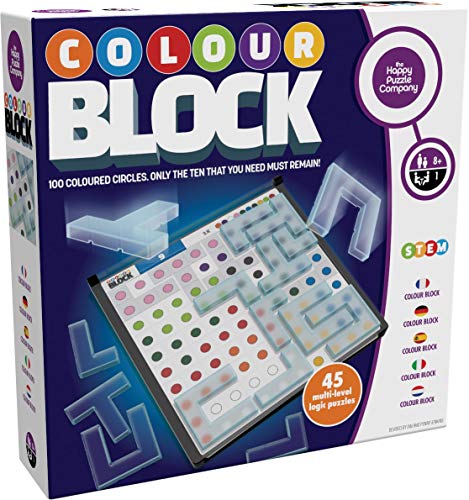The Happy Puzzle Company | 100 círculos de colores, ¡solo los diez que necesitas deben permanecer! | Utiliza la lógica y la conciencia espacial | 45 rompecabezas de lógica multinivel | A partir de 8