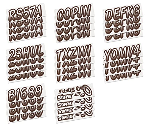 Image of STIFFIE Whipline White /Espresso Brown 3 inch Boat & PWC Registration Decals • Numbers Letters Stickers