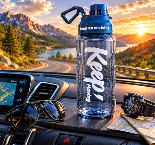 Image of 2 Liter Large Capacity Leakproof Water Bottle, l Capacity BPA-Free Sports Water Bottle for Gym Yoga - (Blue)