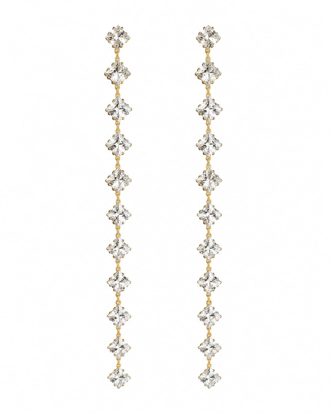 Elegant Double Layer Crystal Drop Earrings for Women | Gold Plated Long Dangler Earrings | Lightweight & Wedding Earrings for Girls and Women-image-29