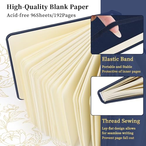 Image of 5x5 Pocket Sketch Book,80gsm Hardcover Art Sketchbook for Drawing Journal | PU Cover,Blank Paper,96Sheets /192Pages,Lay-Flat,Portable Travel Creation Paint Diary Memo Planner,Dry Media.Royal Blue