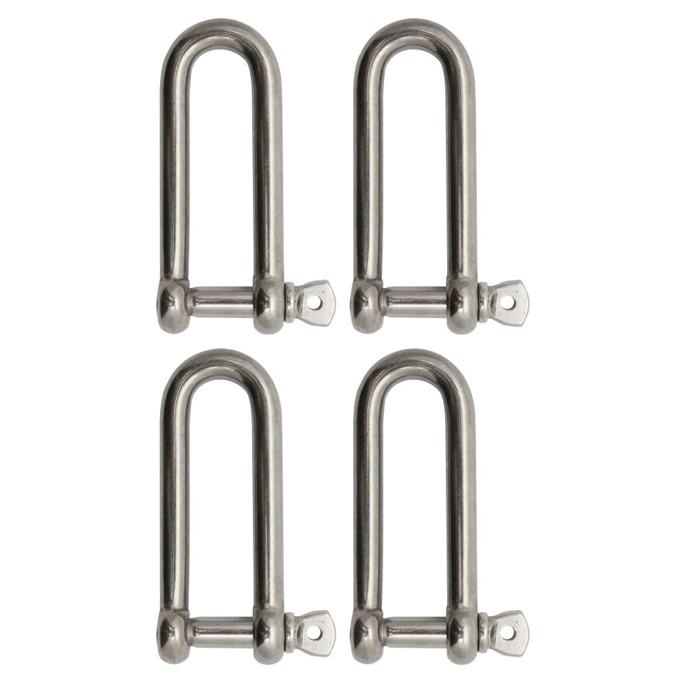 Extreme Max 3006.8204.4 BoatTector Stainless Steel Long D Shackle - 5/16", 4-Pack