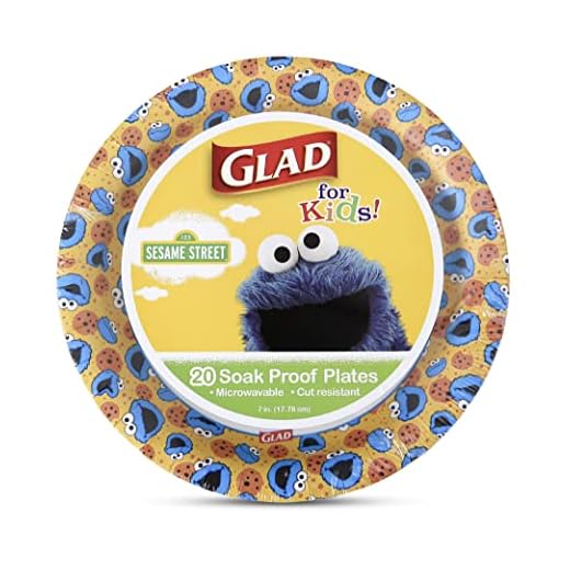 Glad for Kids Cookie Monster Paper Plates | Cookie Monster Plates, Kids Plates | Cookie Monster Paper Plates for Everyday Use, 7” Paper Plates 20 Ct | Sesame Street Paper Plates