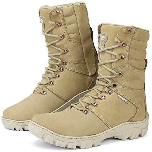 Bota Coturno Para Seguranças Policia Militar Cano Curto e Médio (41, AREIA-CANO-MÉDIO)