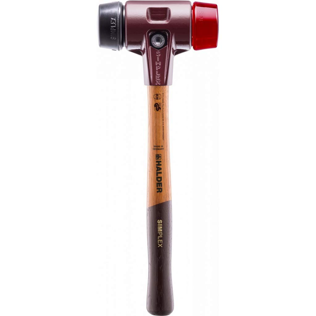Halder Simplex Mallet with Black Rubber/Red Plastic Inserts and Cast Iron Housing, 1.18" / 12.17 oz.