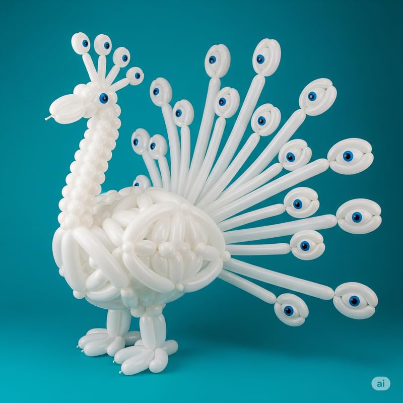 Image of long Modelling, Twisting, Tube Balloons, Pack of 100 (White)