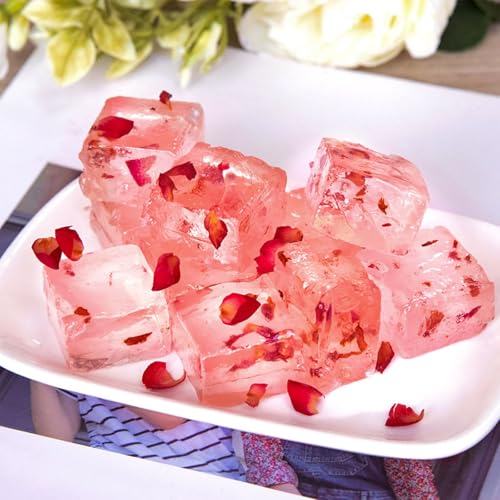 Rose Crystal Soft Cake,Rose Soft Candy,Dessert Of Jellies,Afternoon Tea Casual Candy Snacks, Individually Wrapped,Sparkling and Translucent,No Coloring,7.05 oz