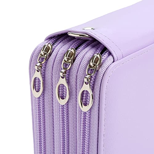Image of 72 Slots Pencil Case Organizer w /Removal Handle Strap | 3-Layer Zipped Pencils Box Large for Colored Pencils Watercolor Pencils for Office and Travel for Artist