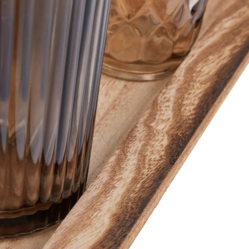 Creative Co-Op DA4672 Wood Tray With 9 Brown Glass Votive Holders thumb #5