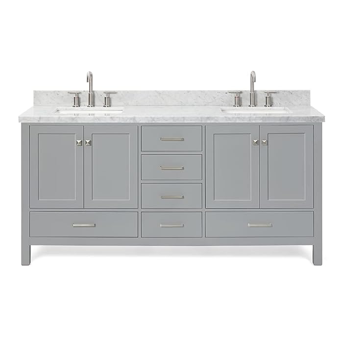 Buy ARIEL 73" Inch Grey Double Bathroom Vanity with Rectangle