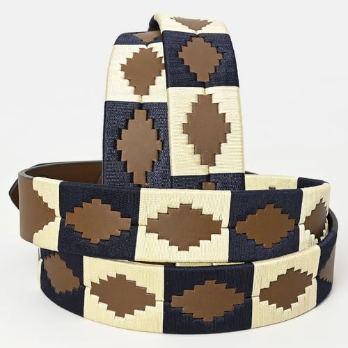 Western Brown Full Grain Genuine Leather Men & Women Belt Embroidered Beige & Black with Removable Buckle2