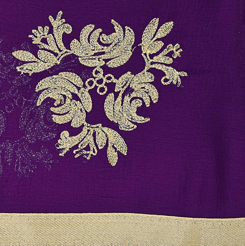 Image of Youthquake Golden Embroidered Work Chiffon Dupatta For Womens & Girls With 4 Side Gold Lace