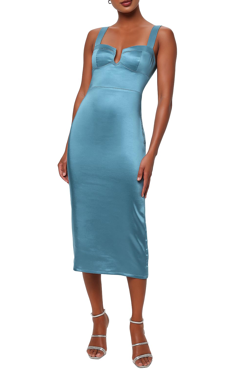 Lulus Women's Gemma Satin U Front Dress